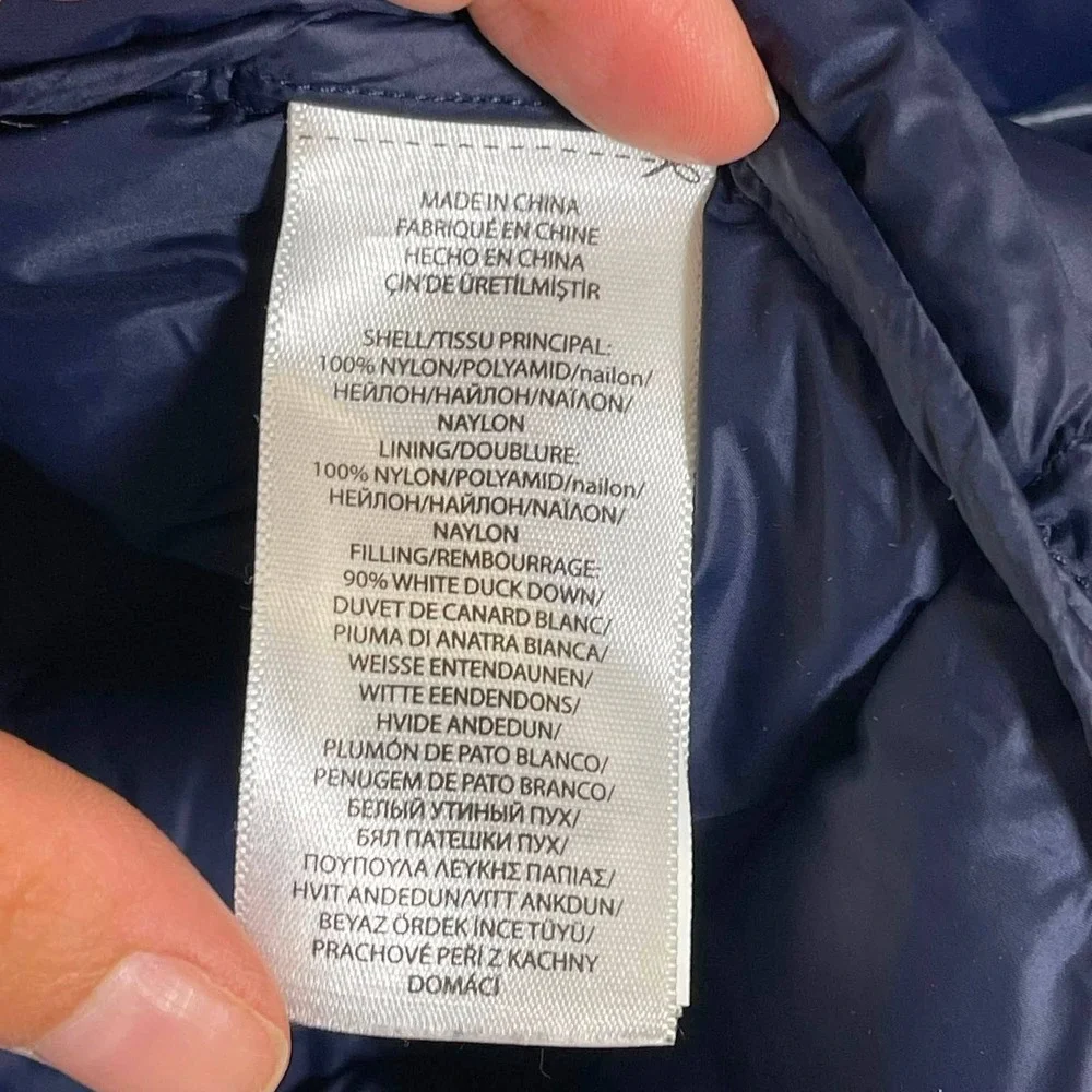 Polo Ralph Lauren Packable Down Vest Mens Medium Navy Blue Red Pony Preppy